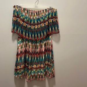 Boutique strapless dress, multicolor, small